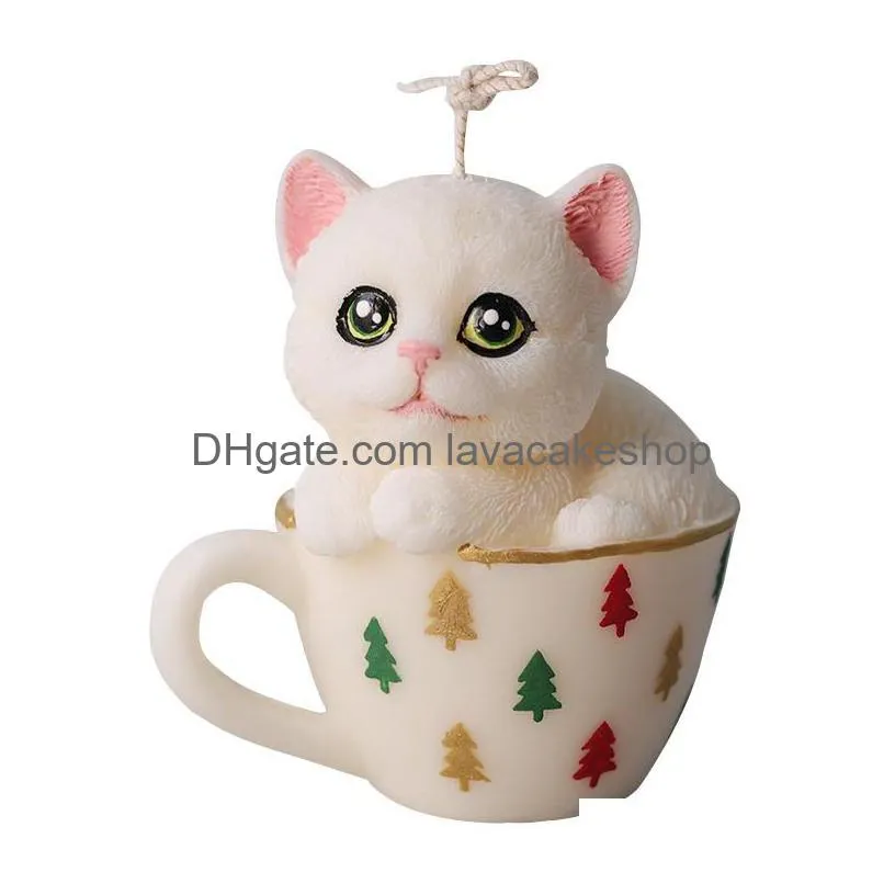 przy teacup cat mold soap mould silicone cute cartoon molds fondant handmade clay resin candle 220531
