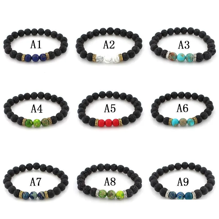  lava rock stone bracelets mens  oil diffuser beads bangle chakra charm for women fashion handmade aromatherapy jewelry