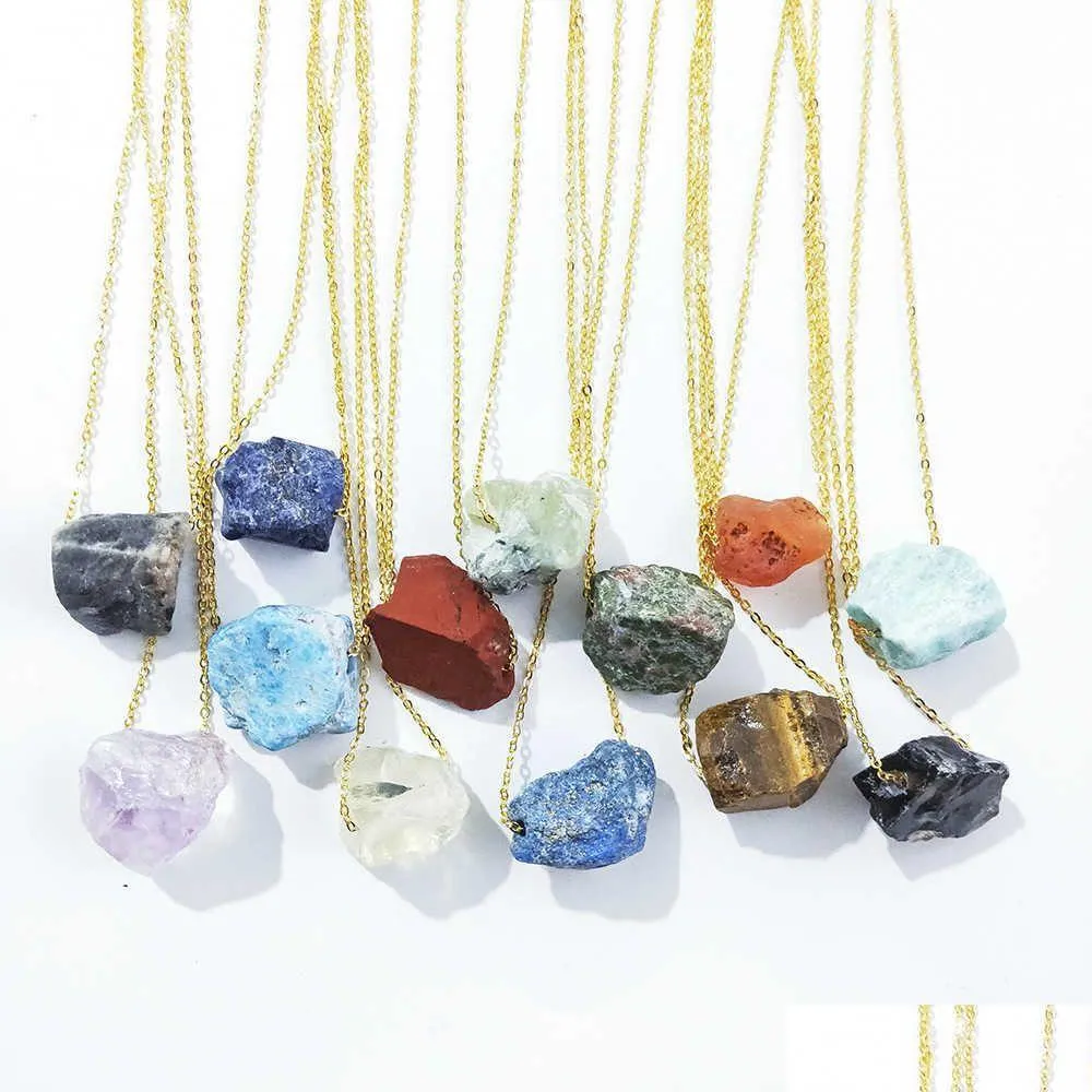 pendants ornaments irregular natural large raw stone crystal pendant necklace miscellaneous stone gold necklace