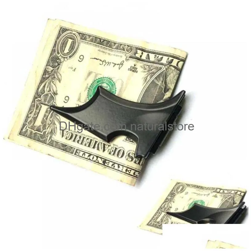 mens batwing money clip slim id card bat cash money holder magnetic stainless steel money clip