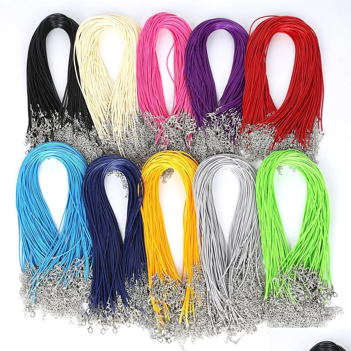 2mm colorful snake wax leather necklaces cord string rope wire extender chain fashion diy jewelry findings in bulk