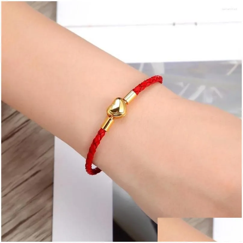 charm bracelets fashion women gold plated lover bracelet bangle leather chain with love stainless steel clasp pan bead charms