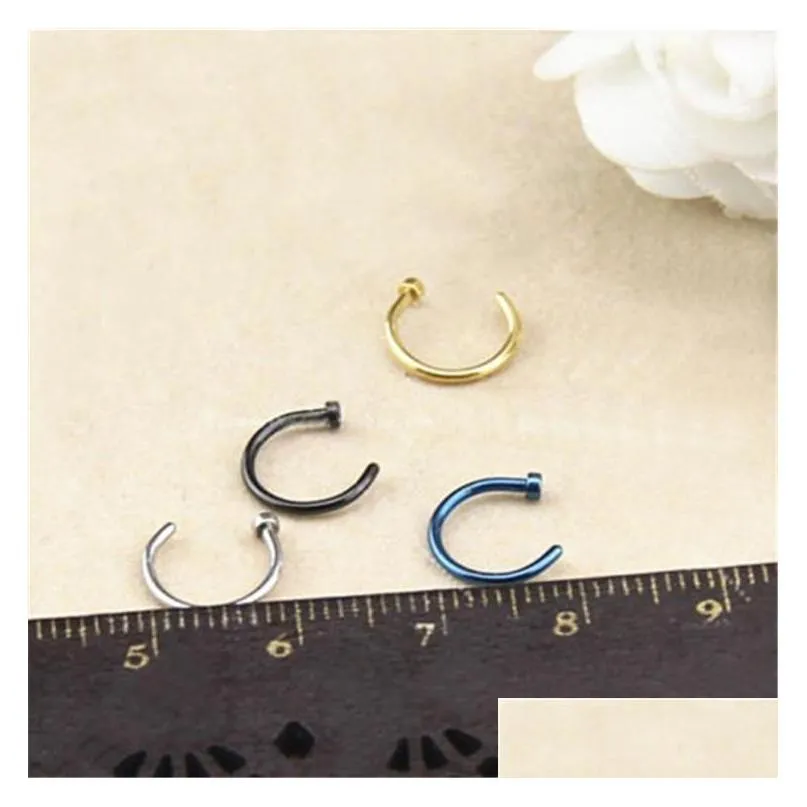 316l stainless steel nose rings body piercing jewelry fashion women open hoop nose rings earring studs non piercing rings