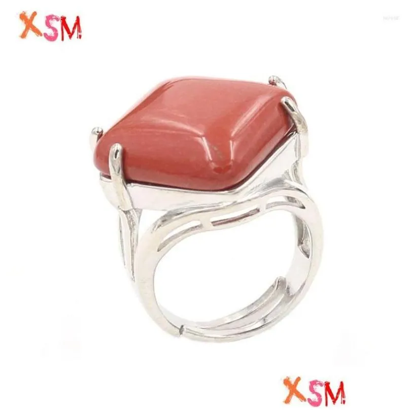 wedding rings xinshangmie fashion resizable ring natural rhomboid red stone rose quartzs lapis lazuli for women reiki jewelry gift 1