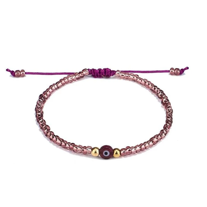 evil turkish eye bracelet handmade rope chain colorful crystal rice beaded braided bracelets for women mens