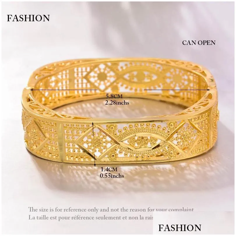 bangle 24k dubai 4pcs/lot gold color bangles for women bride wedding ethiopian bracelet africa arab jewelry charm bresslate