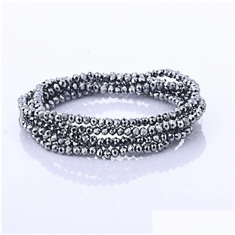 charm bracelets 5colors multilayer crystal beads bangles bohemian style for women elastic pulseras mujer berloque
