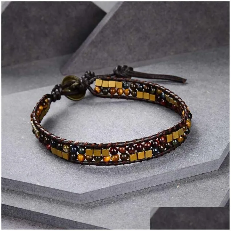 charm bracelets natural stone seed beads bracelet bangle braided hematite turquoises agat tiger eye lapis lazuli wristband jewels b450
