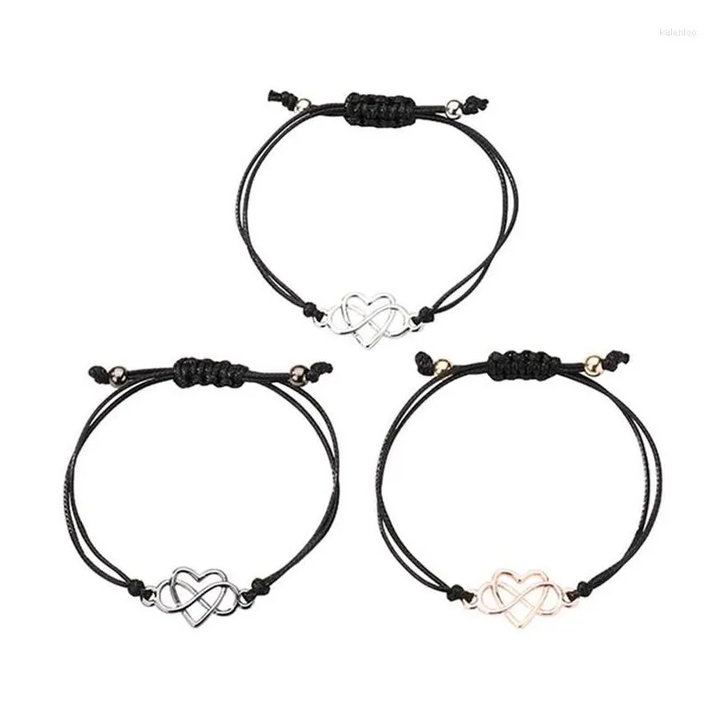 charm bracelets 3pcs/set mother daughter infinity heart adjustable rope bracelet women girl fashion jewelry