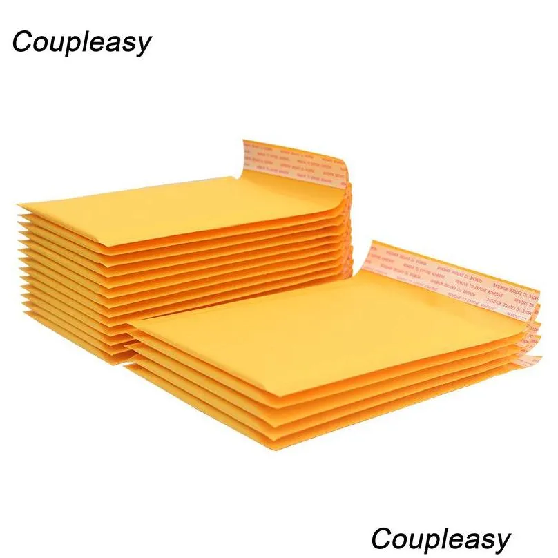 packing bags 50pcs 20 sizes bubble mailer self seal adhesive thicken yellow kraft paper envelopes with1