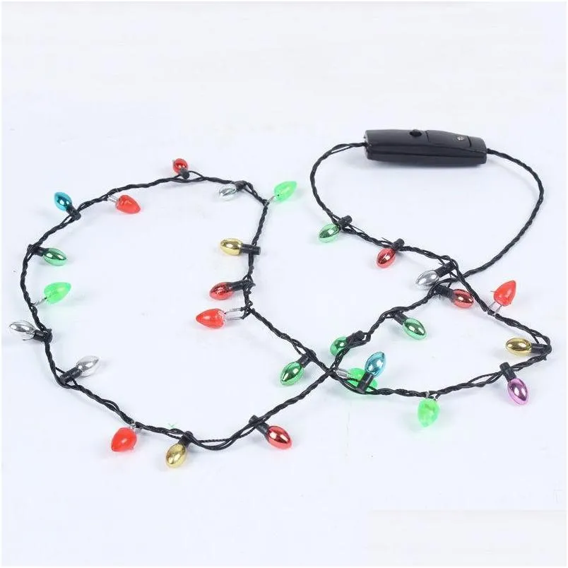 chains pcs mini flashing lightup blinking christmas lights costume necklace 8 led bulbs hsj88chains