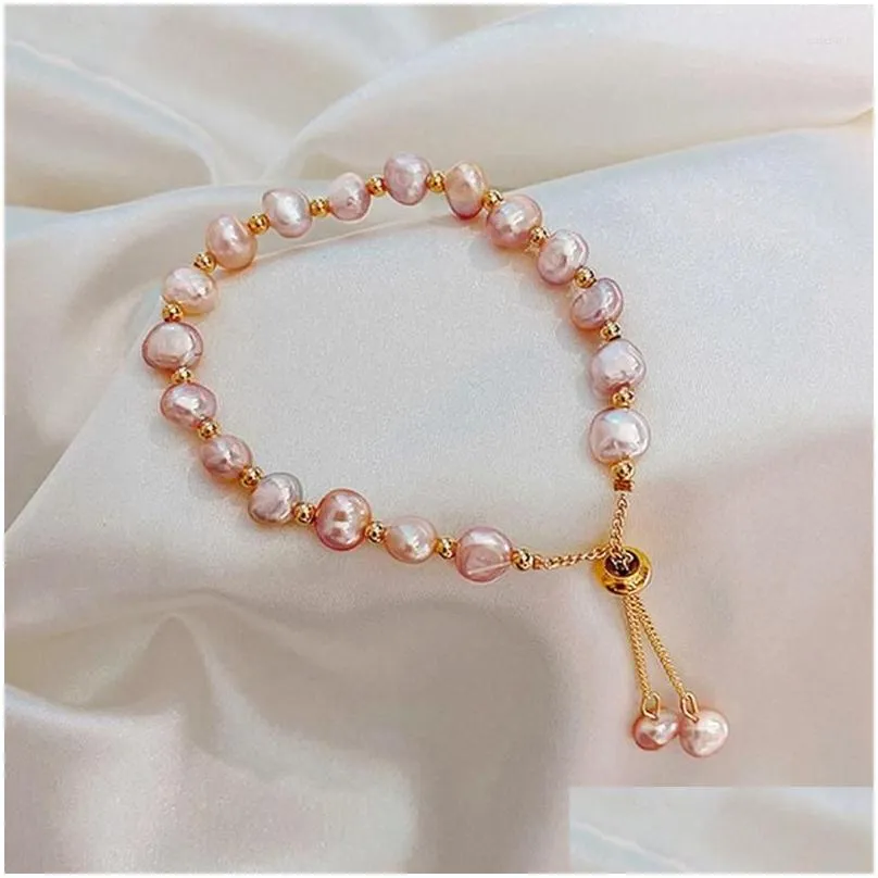 charm bracelets fashion irregular pearl bracelet for women korean natural stone pendant adjustable cuff anniversary jewelry gifts