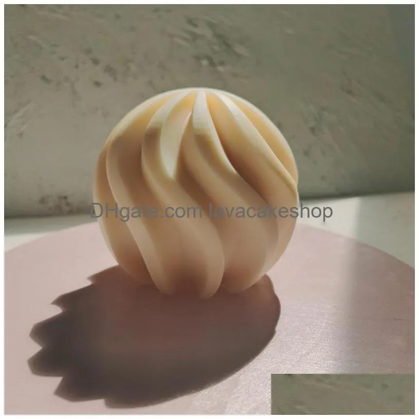 swirl ball candle mold geometric sphere spiral silicone molds unique wavy modern twirl round candles mould 220531