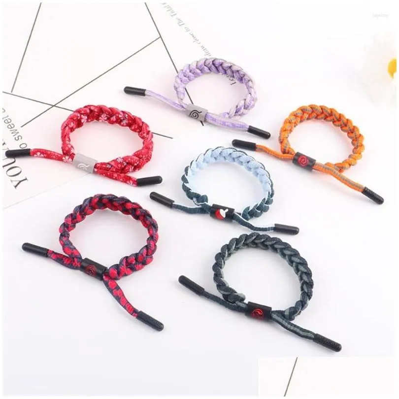 charm bracelets 6 colors handmade braided anime wristband bracelet unisex adjustable shoelace rope for women men cosplay accessories