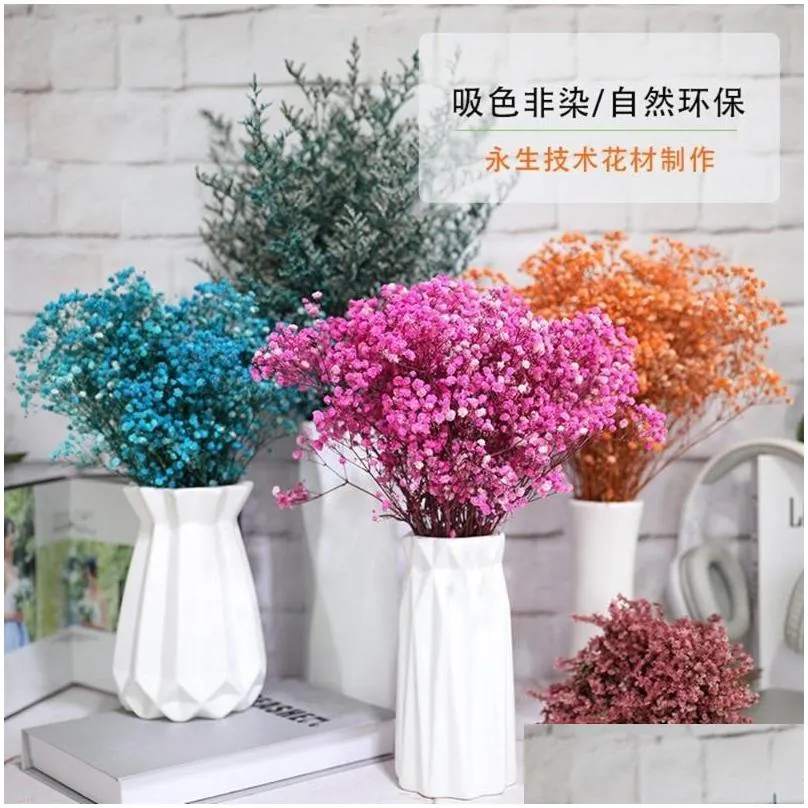 decorative flowers wreaths natural  dried preserved gypsophila paniculata babys breath flower bouquets gift for wedding