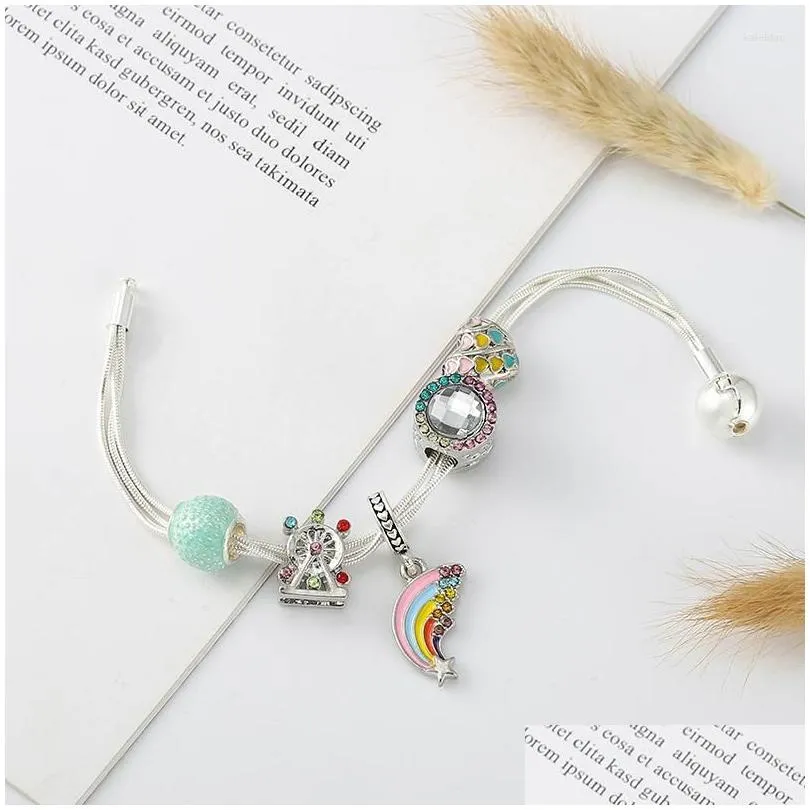 charm bracelets 2022 arrival multilayer bracelet with rainbow beads pendants for women diy brand romantic summer style jewelry gift