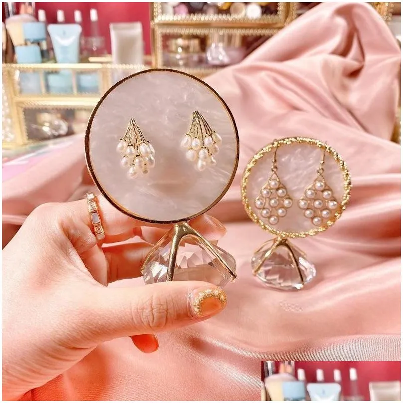 jewelry pouches resin round earring display holder stand stud organizer crystal diamond