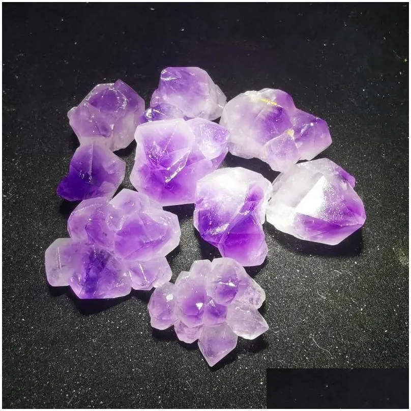 jewelry pouches natural irregular hexagonal mineral specimen amethyst crystal cluster stone aural healing decoration color gift