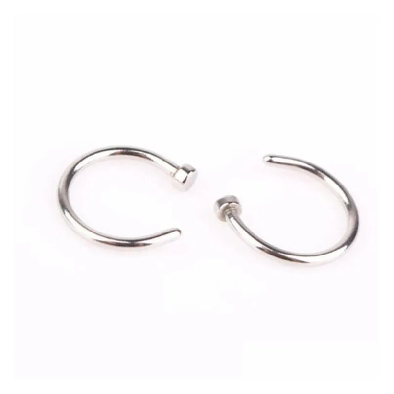 316l stainless steel nose rings body piercing jewelry fashion women open hoop nose rings earring studs non piercing rings