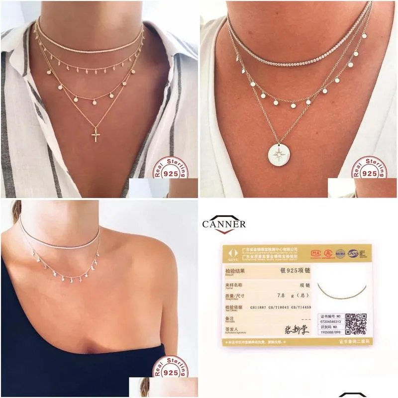 chains canner 925 sterling silver hip hop 2.0mmcz tennis necklace for women gold color chain choker necklaces fine jewelry collares