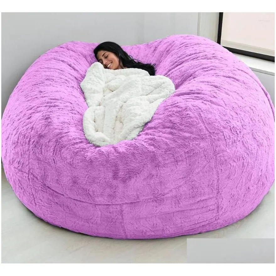 chair covers super large 7ft  fur bean bag cover living room furniture big round soft fluffy faux beanbag lazy sofa bed coat