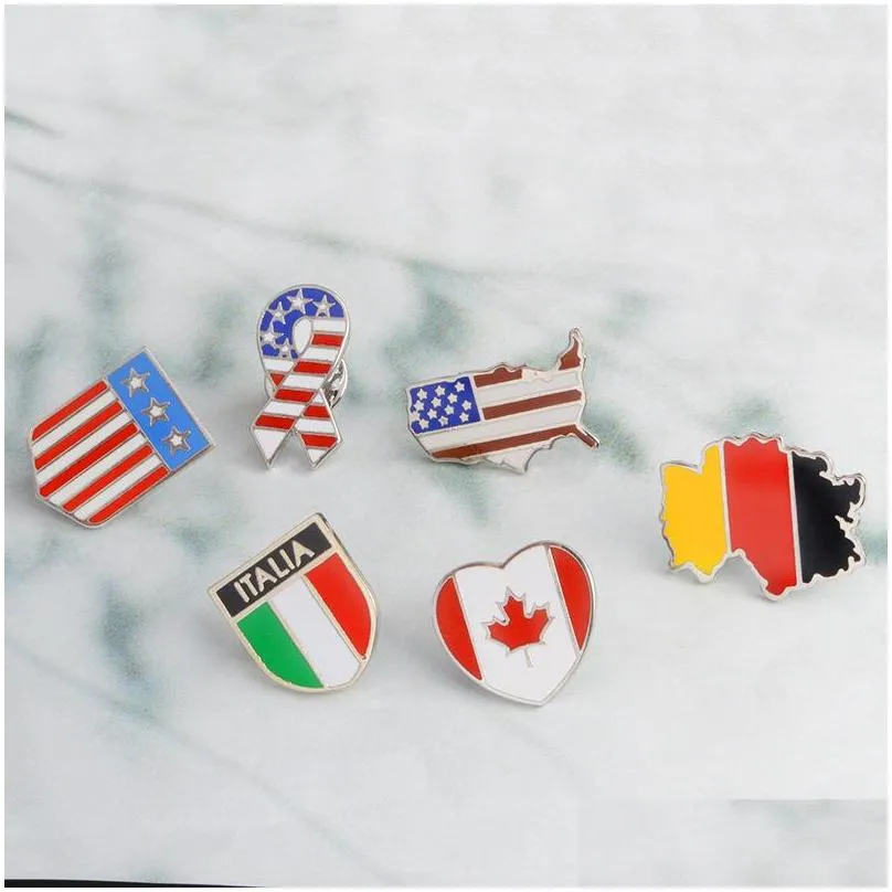 national flags enamel brooches canadian american german italian flag lapel pin button clothes collar brooch badge fashion jewelry gift