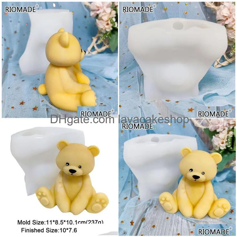 3d sitting bear silicone mold fondant chocolate mousse baking cake tools for diy crafts gypsum epoxy resin soap candle mould 220531