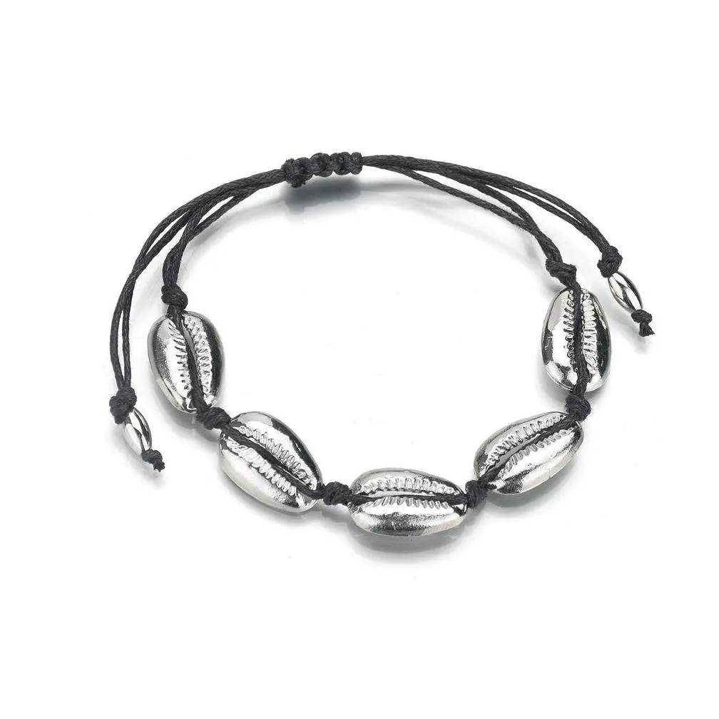 trendy handmade sea shell charm bracelets for women bohemian beach seashell string rope chains fashion boho jewelry gift