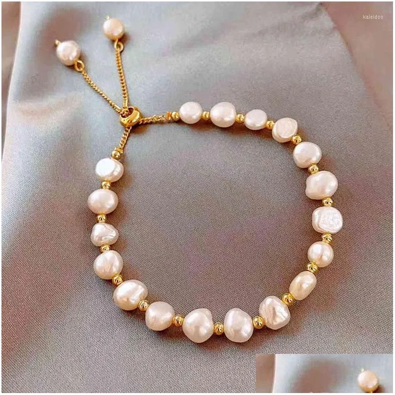 charm bracelets fashion irregular pearl bracelet for women korean natural stone pendant adjustable cuff anniversary jewelry gifts