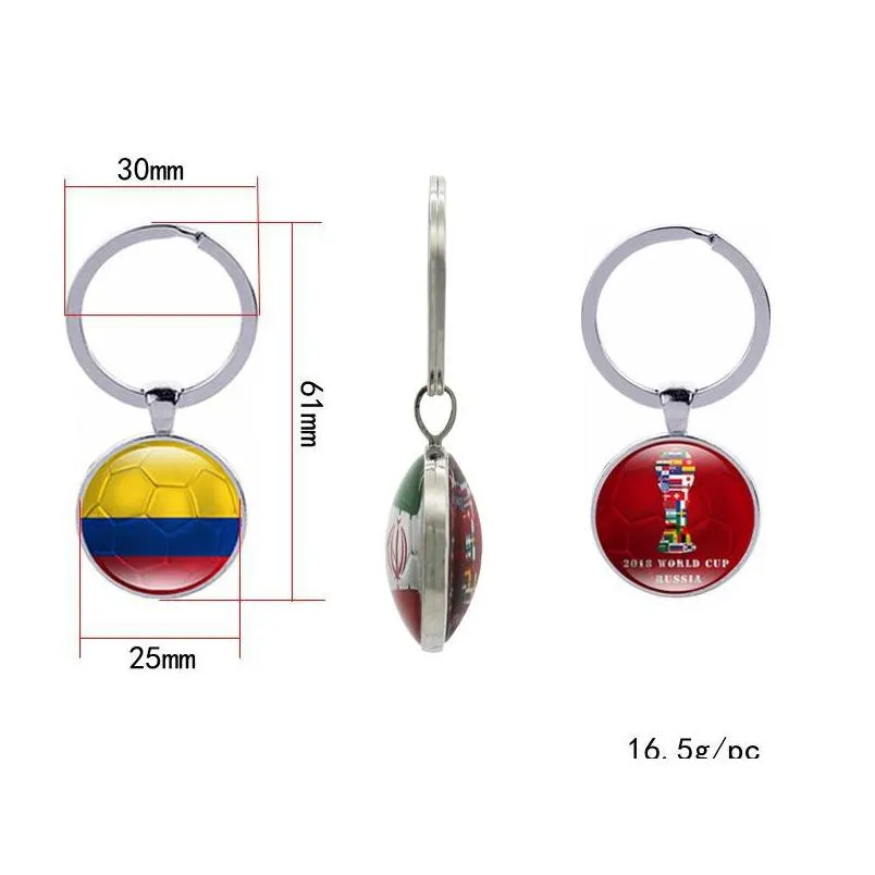 world cup doublesided football keychains country flags glass cabochon soccer fans souvenir car keyholder bag accessories key chain
