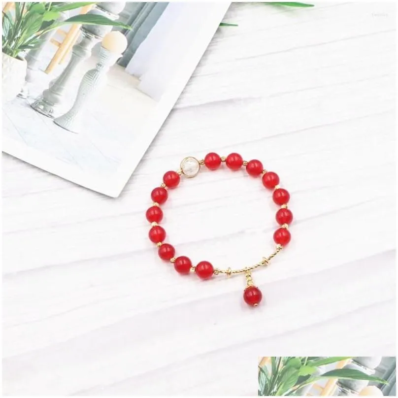 charm bracelets temperament women bracelet natural stone crystal beads bangles jades wrap simple gifts wrist jewelry 7.5 b305