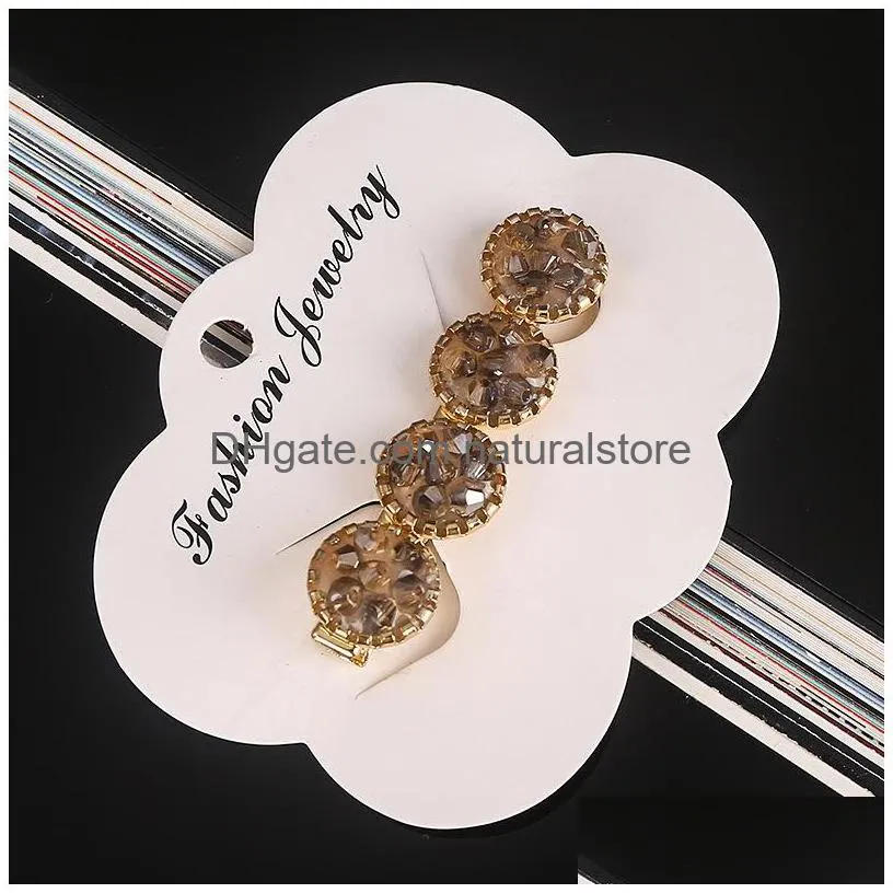 cute flower round crystal hair clips barrettes hair pins for women lady fashion jewelry accessories dancing party hairpin