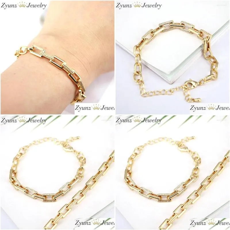 charm bracelets 5pcs bling iced out cubic zirconia bracelet geometric cz stone gold color chain men women jewelry