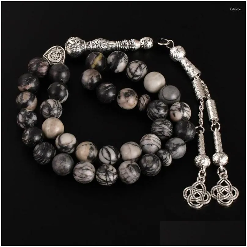 charm bracelets high quality tasbih tasbeeh masbaha ramadan eid gift muslim 10mm black network stone islamic