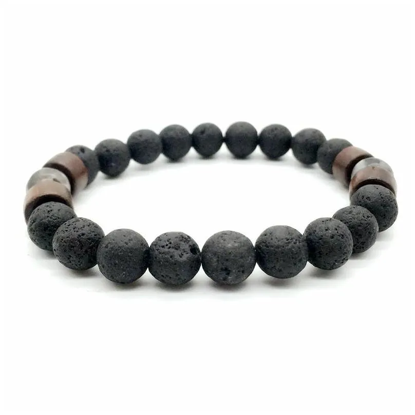 mens lava rock  oil diffuser bracelets for women natural stone magnetic wooden beads charm bracelets diy fashion jewelry in