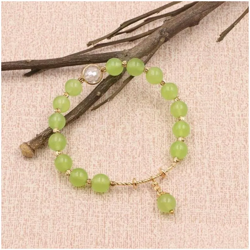 charm bracelets charms boho bracelet natural stone wrap for women handmade grape jades bead stretch bangle wrist gift jewels 7.5 b302