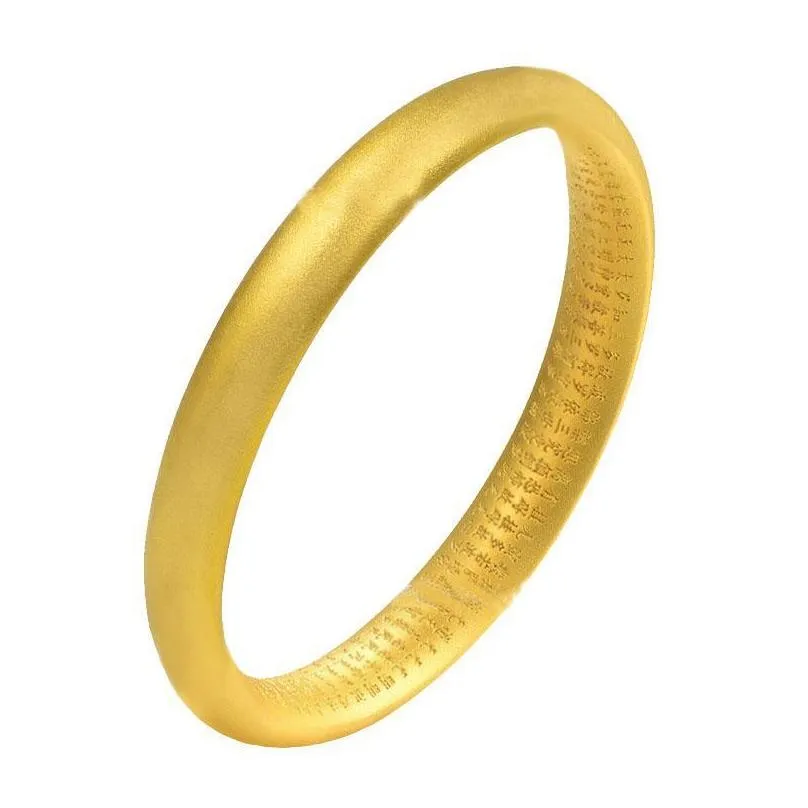 bangle smooth alloy jewelry gold silver color buddhistic heart sutra bracelets bangles for single circle women present