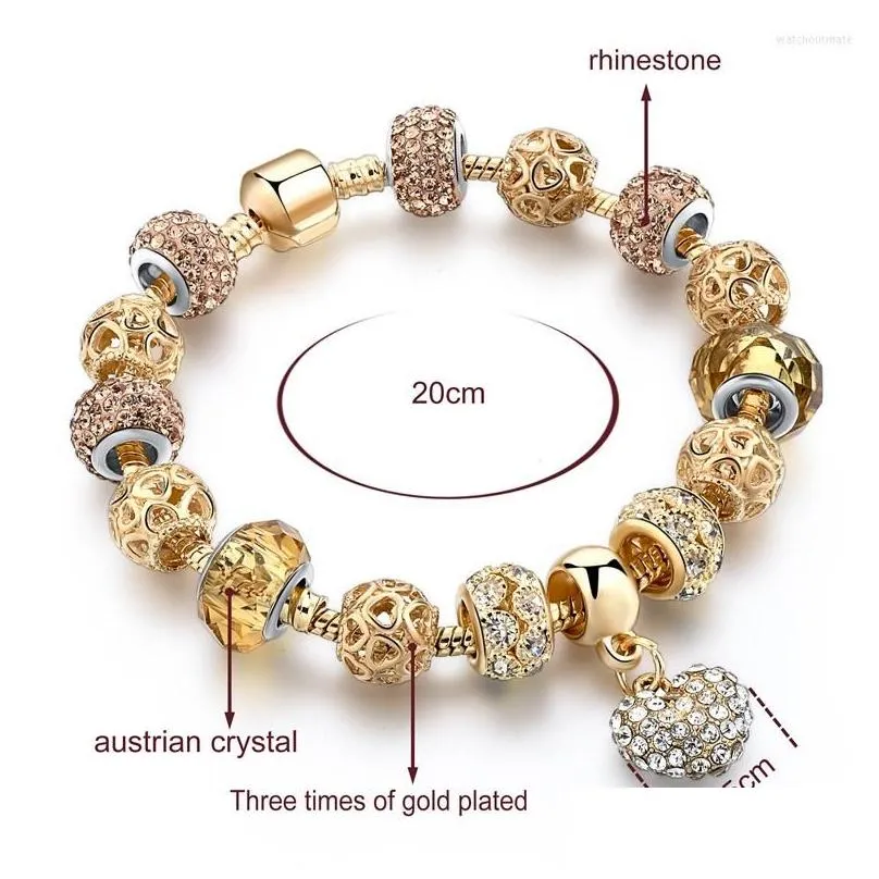 charm bracelets yada ins high quality gold color heart bangles for women diy love crystal jewelry bracelet bt200333