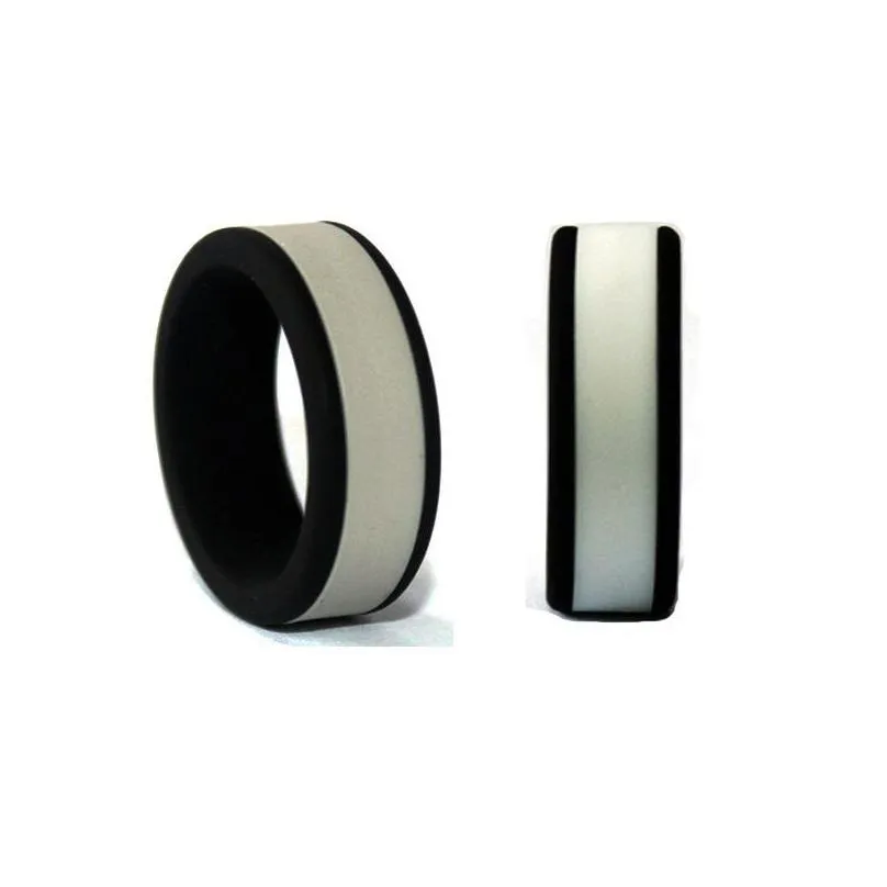 8mm compose silicone wedding band rings for women men comfortable flexible outdoor sports engagement rings two tone fashion jewelry