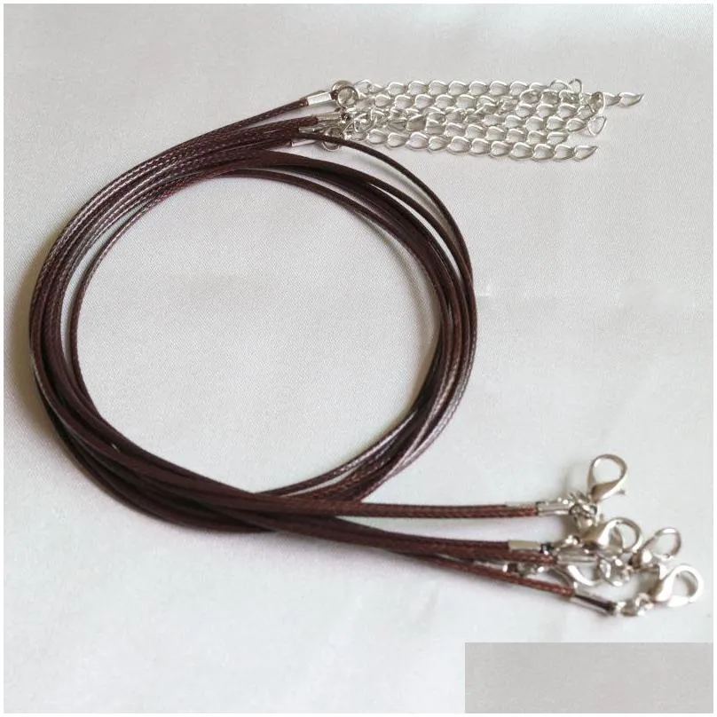 1.5mm wax leather rope necklace snake cord string rope wire extender lobster clasp chain fashion diy jewelry findings in bulk 45cmadd5cm