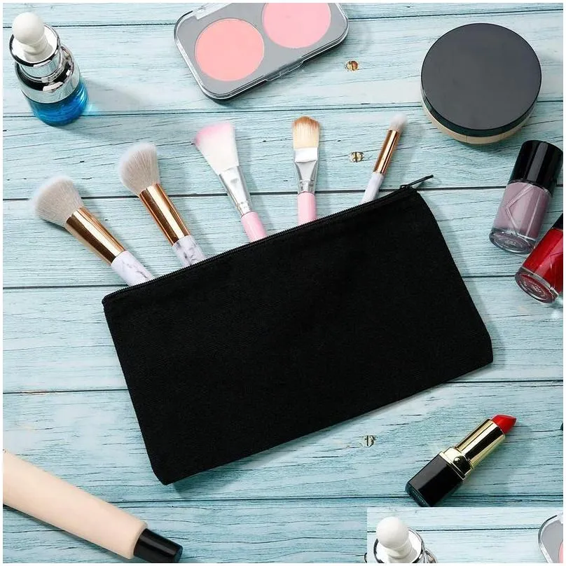 20pcs canvas makeup bags zipper pouch bags pencil case blank diy craft cosmetic pouch for travel diy craft school