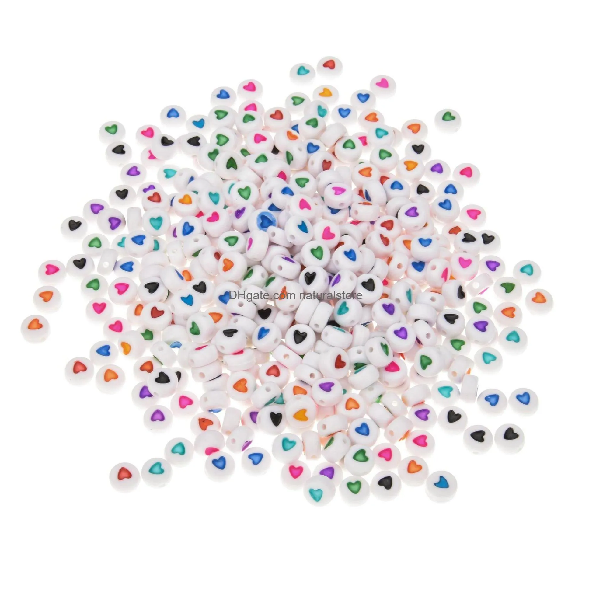 100pcs/lot love heart diy loose bead for jewelry bracelets necklace making accessiroes crafts polymer clay beads