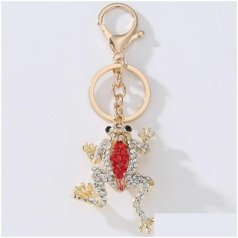 keychains unique crown frog crystal keyring keychain fashion metal handbag pendant purse bag buckle key chains holder accessories