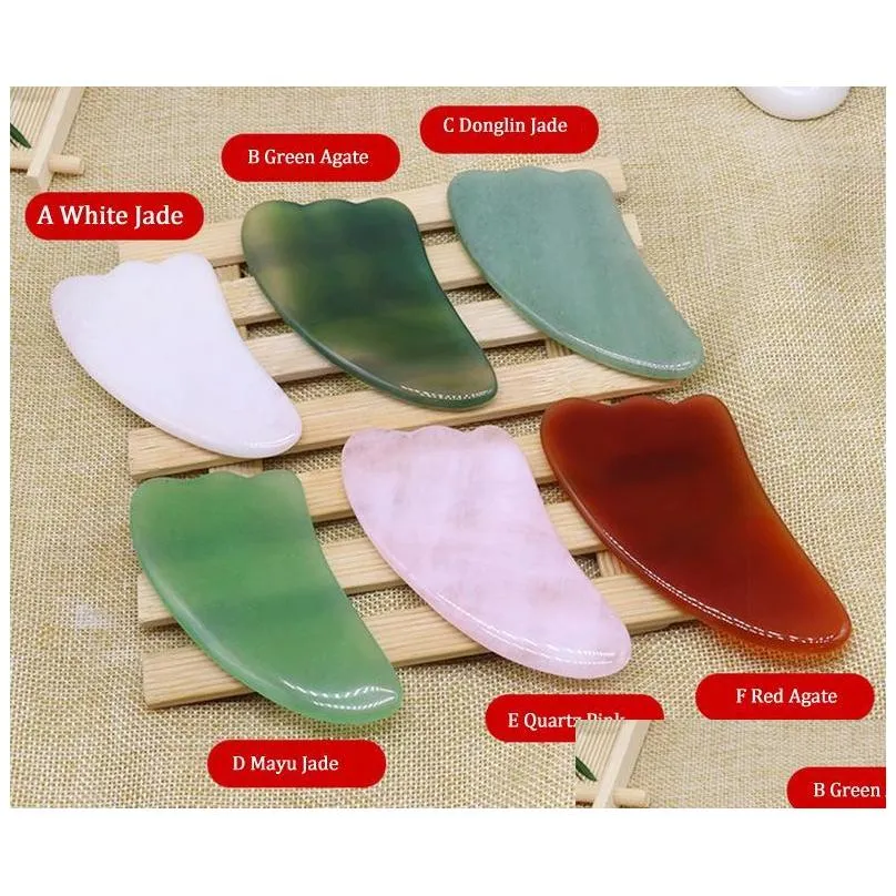 facial jade guasha board natural stone scraper gua sha tools aventurine mushroom shape therapy jade roller set white pink rose vibrators women face quartz