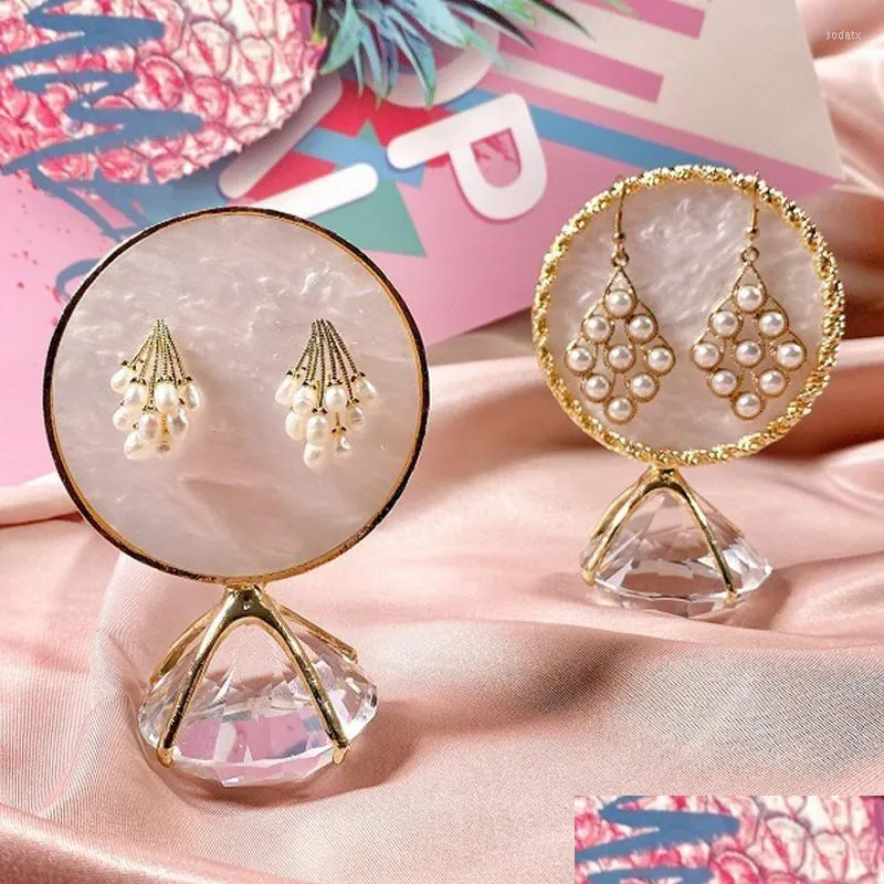 jewelry pouches resin round earring display holder stand stud organizer crystal diamond