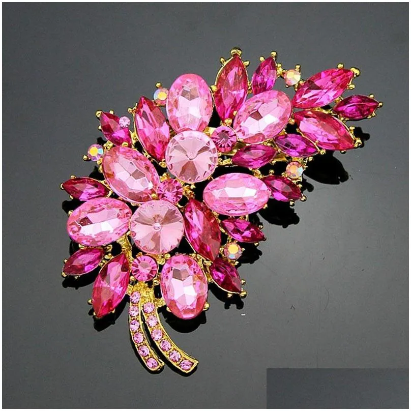 big size  accessories small flower cluster leaf purple brooches for women wedding bouquets gold color brooch jewelry