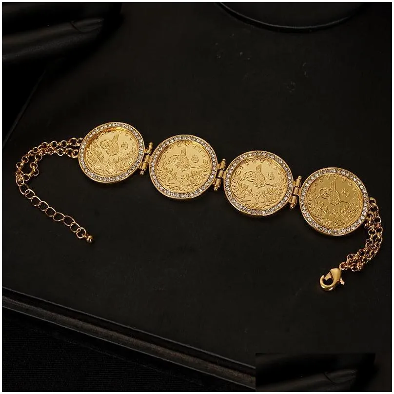 charm bracelets turkish gold chain with crystal ottoman wedding jewelry for bride arabic women bijouxcharm