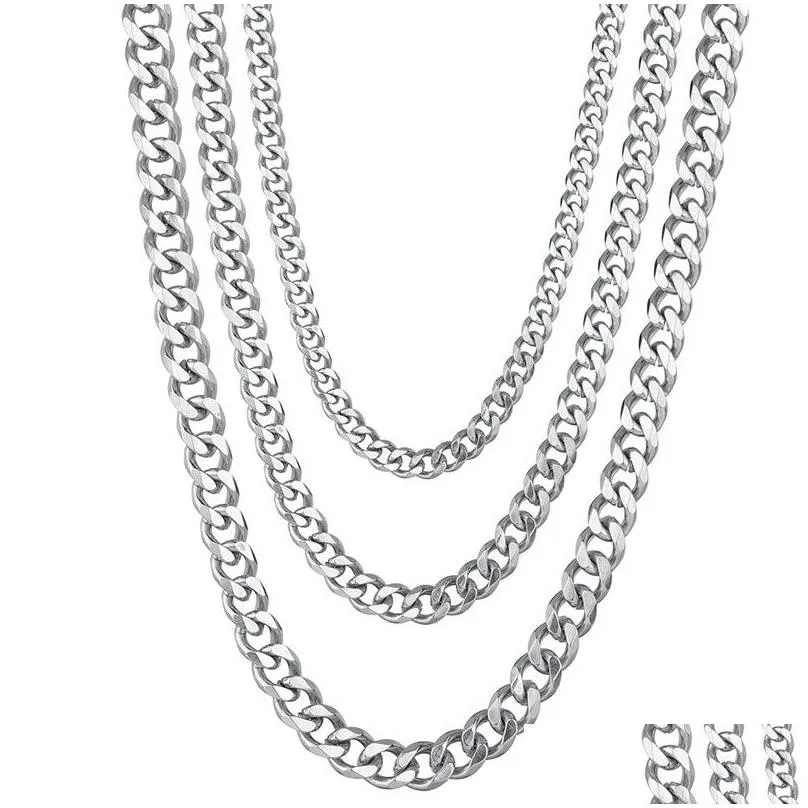 3mm 5mm stainless steel cuban link gold chain necklace for women men hip hop titanium steel choker fashion jewelry gift