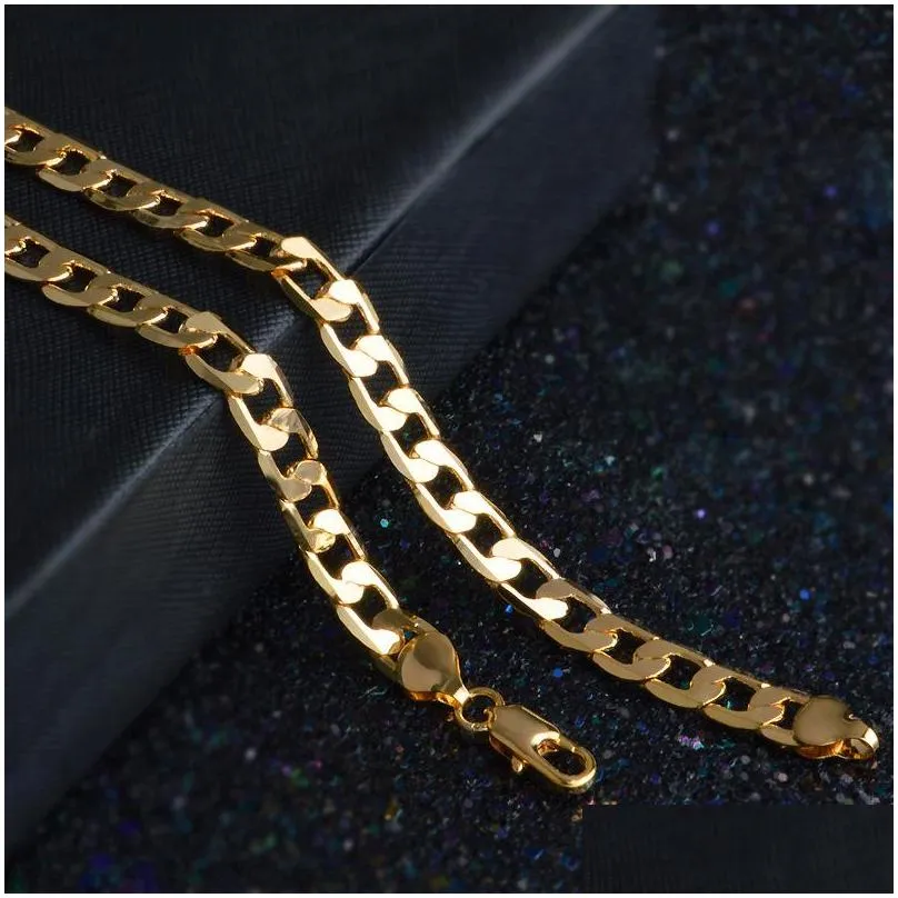 fashion 10mm 18k gold plated chains mens hiphop 20 inch figaro chain necklaces for women hip hop jewelry accessories gift 