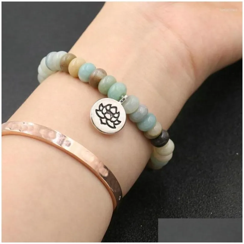 charm bracelets abacus beads bracelet natural stone men women buddha lotus pendant for tibetan chakra pulseira jewelry